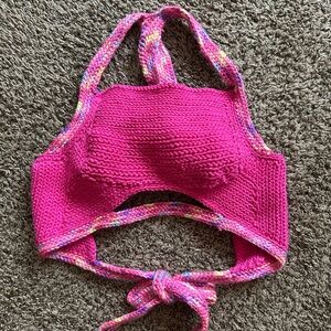 Women’s Pink Knitted Crop Top